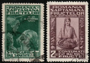 ✔️ ROMANIA 1934 - NATL. FRUIT WEEK & GRAPES -  SC. 440/441  [14.11.1]