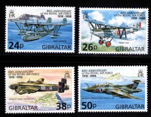 Gibraltar Scott 755-758 Royal Airforce airplane stamp set MNH**