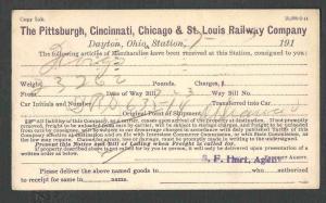 DATED 1914 PC DAYTON OH THE PITTSBURGH CINCINNATI&ST LOUIS RAILWAY CO FGT NOTICE