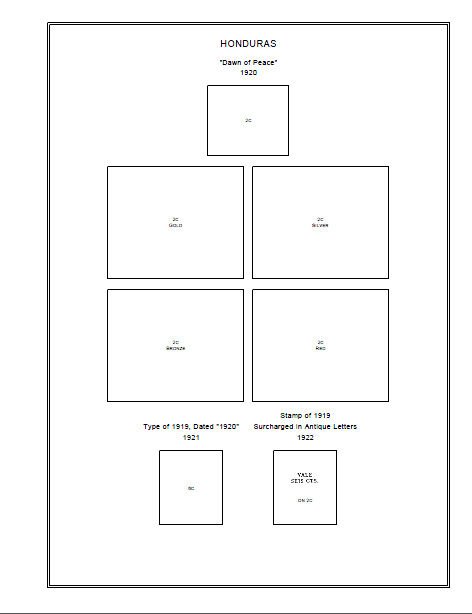PRINTED HONDURAS [CLASS.] 1865-1940 STAMP ALBUM PAGES (48 pages)
