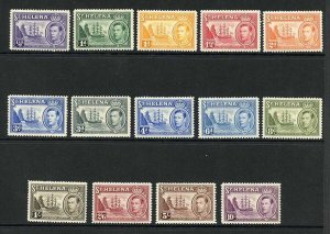 St Helena SG131/40 KGVI Set of 14 M/M (1d Green tone spot) Cat 140 pounds