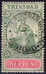 Trinidad 90 Used revenue cancel XF £1 Britannia thin on left ZAYIX 0324S0014