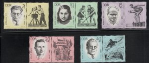 German DDR  Scott B106-B110 MNH** Sportsman victims of Nazis stamp set w labels