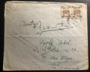 1924 Jerusalem Palestine Bankers Co Cover to San Diego Ca Usa