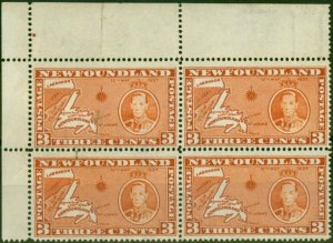 Newfoundland 1937 3c Orange-Brown SG258 Die I V.F MNH Block of 4 (2)