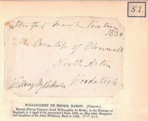 GB FREE FRONTS{2} *Willoughby de Broke* *Arundale* & *Lincoln* Autograph BR42