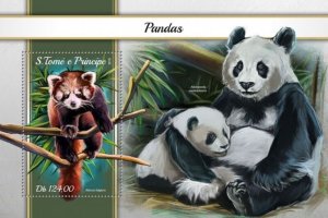 St Thomas - 2018 Pandas on Stamps - Stamp Souvenir Sheet - ST18111b