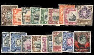 Kenya, Uganda and Tanganyika #66/85 Cat$206 (for hinged), 1938-54 George VI, ...