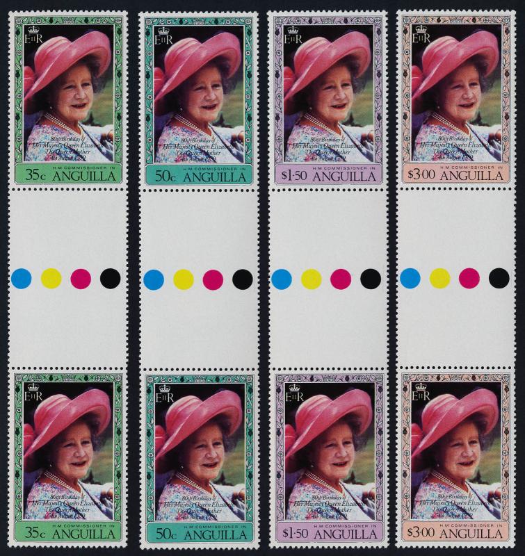 Anguilla 394-7 Gutter Pairs MNH Queen Mother 80th Birthday