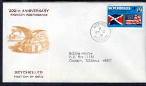 Seychelles 351 US Bicentennial Typed FDC