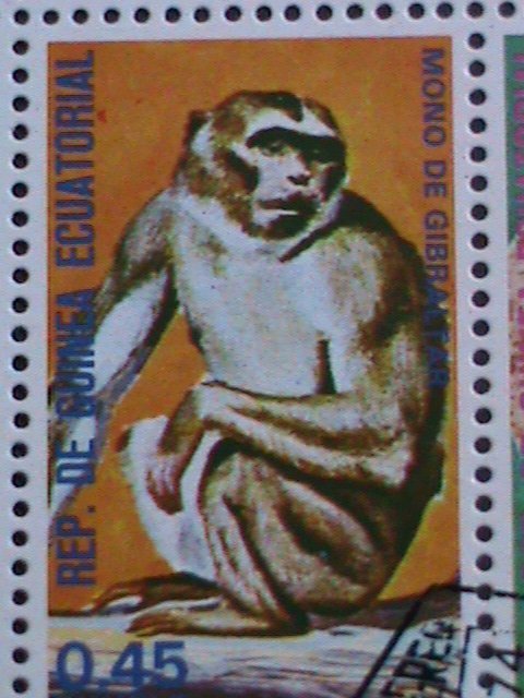 EQUATORIAL GUINEA-1974 WORLD FAMOUS LOVELY MONKIES  CTO SHEET-VERY FINE