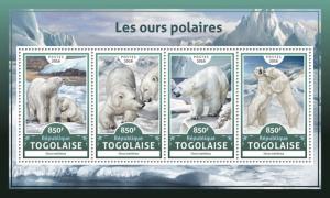 Togo Wild Animals Stamps 2016 MNH Polar Bears Polar Bear 4v M/S