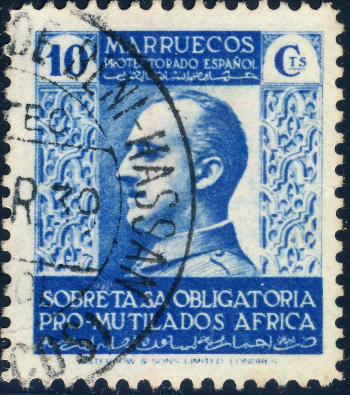 SPANISH MOROCCO - 1939 Mi.Z3A 10c blue  for War Wounded - VF Used