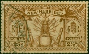 New Hebrides 1925 2 1/2d (25c) Brown SG46 Fine Used