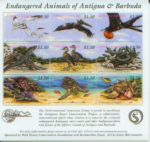 Antigua, Endangered Animals,, S/S 9,  (Anti2570*