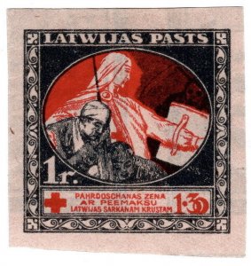 (I.B) Latvia Postal : Red Cross 1R+1.30R