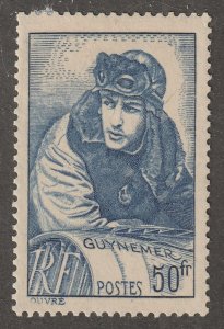 France Stamp, Scott#199,  Mint, Hinged, 50fr, Ultra, World War 1, Ace, Pilot