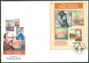 TOGO 2013 150th BIRTH ANNIVERSARY OF PAUL SIGNAC  S/S  FDC