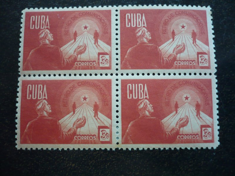 Stamps - Cuba - Scott#381-383 - Mint Hinged Set in Blocks of 4 Stamps