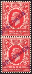 KUT SG46s KGV 6c Scarlet opt Specimen locally U/M PAIR