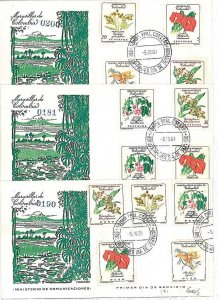 22464 - COLOMBIA - POSTAL HISTORY - FDC COVER: OPF SET 3 COVERS - 1960 FLOWERS-