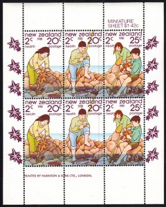 New Zealand 1981 MNH Sc #B111a Minisheet of 6 Health stamps - Children at roc...