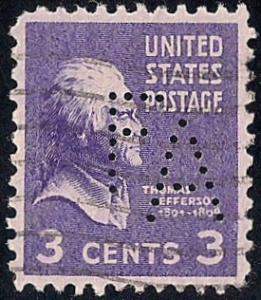 807 3 cent Thomas Jefferson Stamp used EGRADED XF 88 XXF