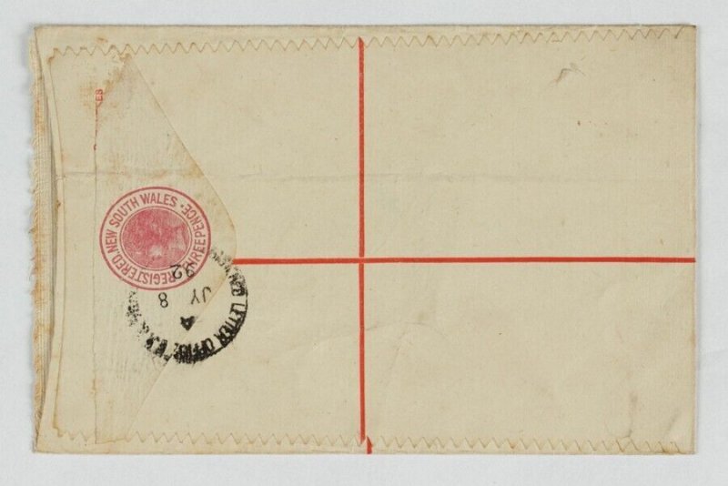 NEW SOUTH WALES Registered Envelope: 1893 QV 3d Red flap at right size G.