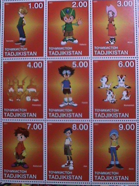 TAJIKISTAN-2001-FAMOUS DIGIMON- JAPANESE CARTOON MNH SHEET VERY FINE