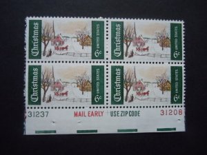 1969 #1384 6c Christmas Issue Mr. Zip-Mail Early Block MNH OG VF