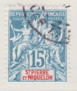 French Colony ST. PIERRE & MIQUELON 1892-1908 15c Used Stamp A30P2F40361-