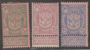 Belgium Scott #76-77-78 Stamp - Mint Set