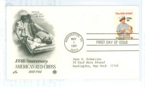 US 1910 1981 American Red Cross, typed address. FDC