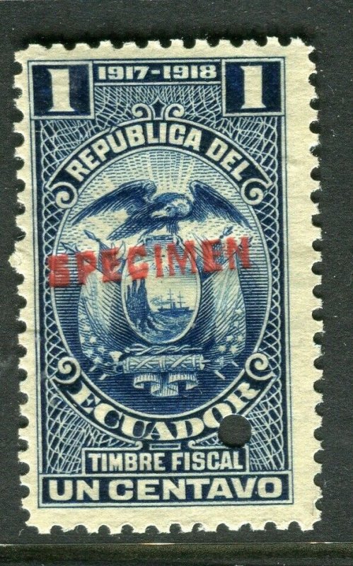 ECUADOR; Early 1917 fine Fiscal issue Mint MNH unmounted SPECIMEN 1c. 