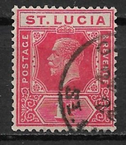 1921 St Lucia #77 King George V 1d in scarce used condition.