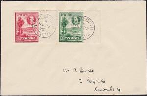 ANTIGUA 1936 cover to UK - FALMOUTH village cds.............................6568