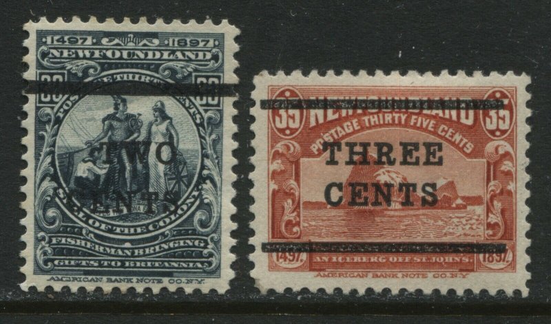 Newfoundland 1920 2 cents and 3 cents overprints mint o.g. hinged 