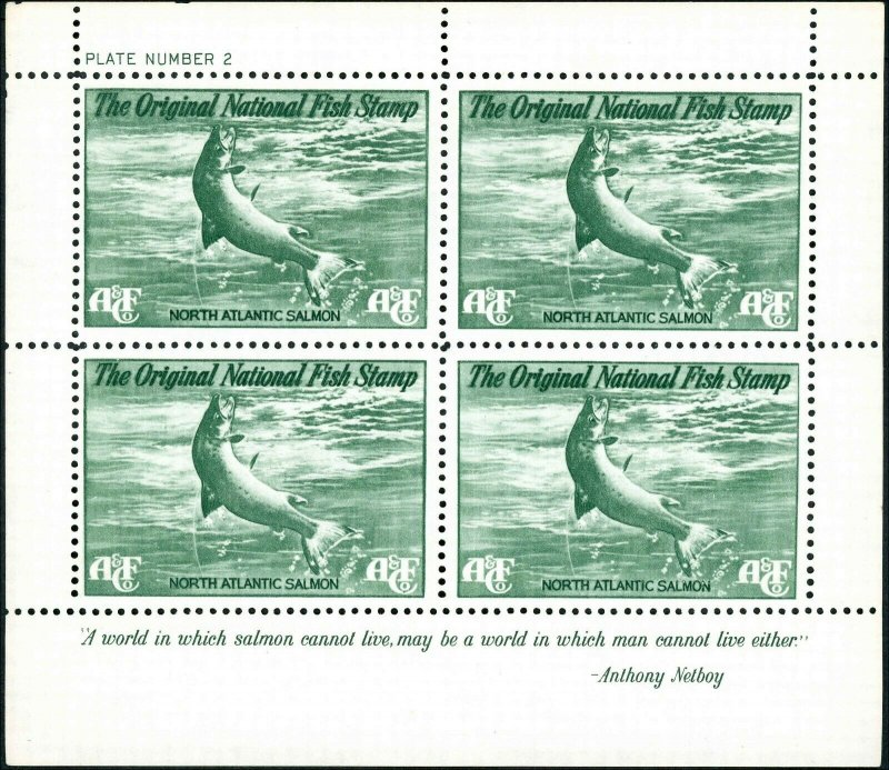 Abercrombie & Fitch Co ORIGINAL NATIONAL FISH STAMP PANES OF 4 2 DIFFERENT