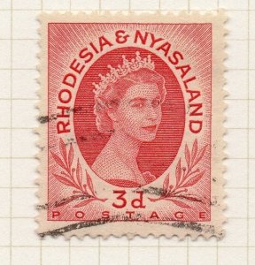 Rhodesia & Nyasaland 1954 QEII Early Issue Fine Used 3d. 075715