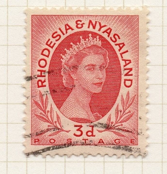 Rhodesia & Nyasaland 1954 QEII Early Issue Fine Used 3d. 075715