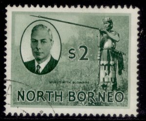 NORTH BORNEO GVI SG368, $2 grey-green, USED. Cat £24.