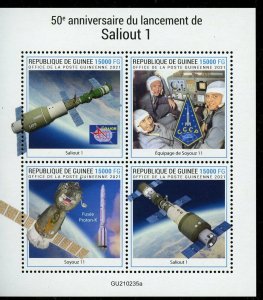 GUINEA 2021 50th ANNIVERSARY OF THE LAUNCH OF SALYOUT 1  SHEET MINT NH