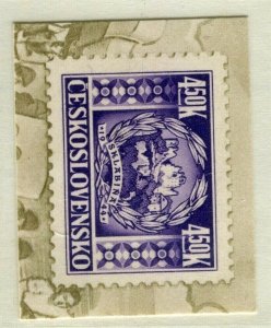 CZECHOSLOVAKIA; 1945 Special S. SHEET Imperf Part CUT OUT Stamp from Sheet