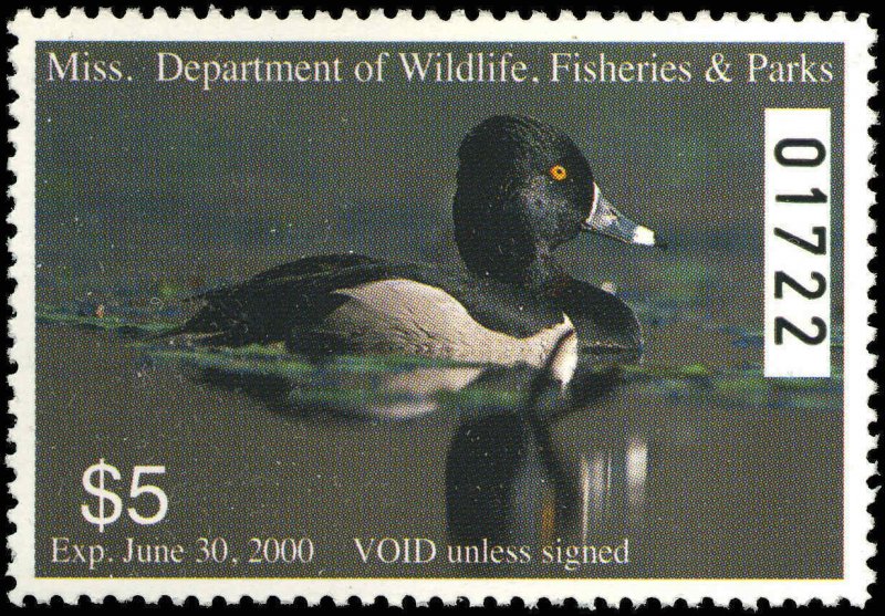 MISSISSIPPI #24 1999  STATE DUCK RINGED NECK DUCK  by Joe MacHudspeth