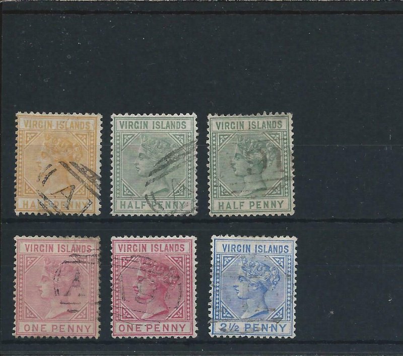 BRITISH VIRGIN IS 1883-84 SET OF FOUR PLUS ½d & 1d SHADES FU SG 26/31 CAT £255