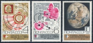 Russia 3667-3668, 3682, MNH. Mi 3694-3695,3709. Space stations Venera 5-6. 1969.