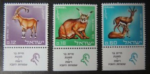 Israel 1967 animals nature reserve ibex lynx gazelle cats judaica 3v MNH 