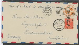 US 811/UC3 A 6c Adams (Prexy) upgraded this 6c bi-plane airmail prestamped envelope to pay 6c airmail domestic postage to New Yo