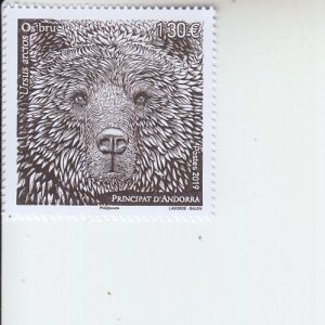2019 Fr Andorra Brown Bear  (Scott 813) MNH
