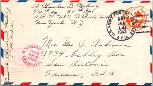 SCHALLSTAMPS UNITED STATES 1943 WWII CENSORED STATIONERY COVER ADDR CANC US ARMY